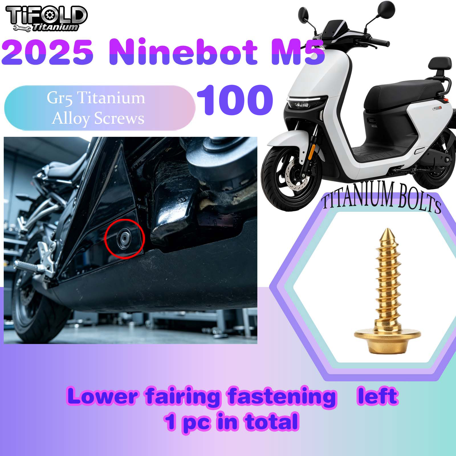 TIFOLD Titanium Alloy Modification Screws for Segway Ninebot M5 100 2025 Model Electric Motorcycle