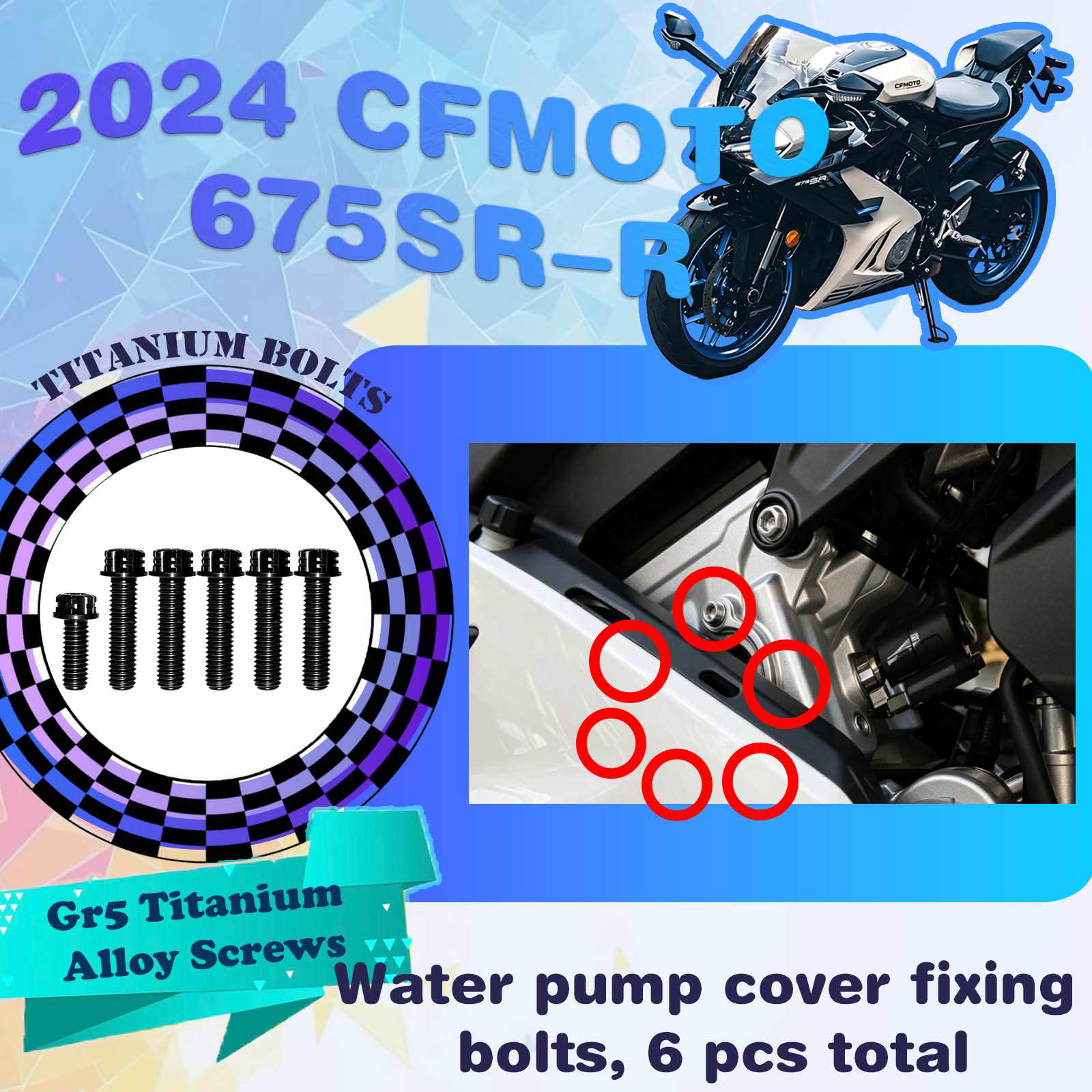 TIFOLD Full‑Vehicle Titanium Alloy Modification Screws for CFMOTO 675 SR‑R, 2024 Model