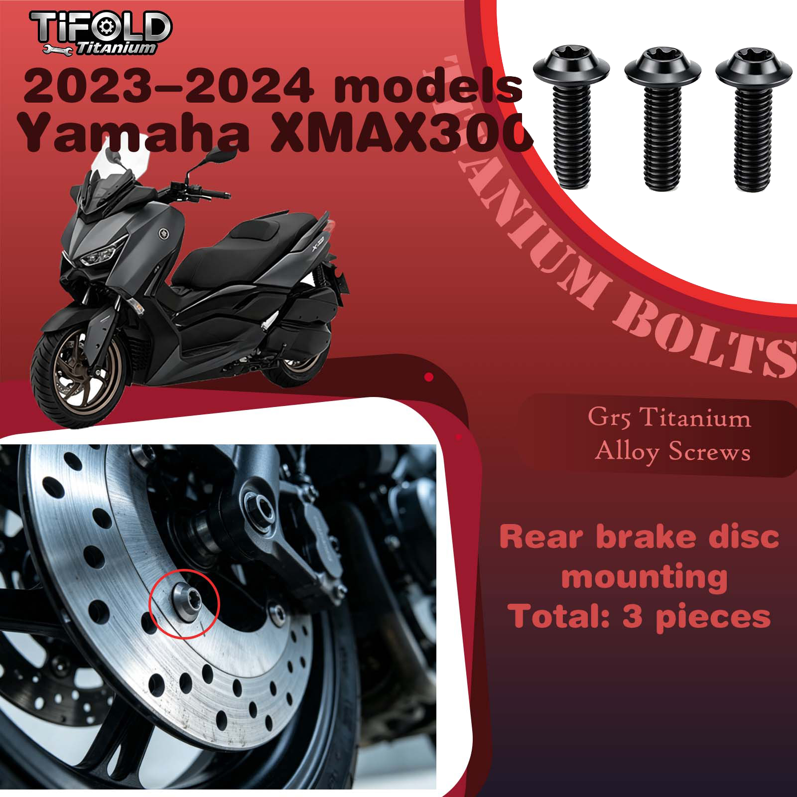 Titanium Alloy Screws for Modification, Fit for YAMAHA XMAX 300 23‑24 Mdels Motorcycle
