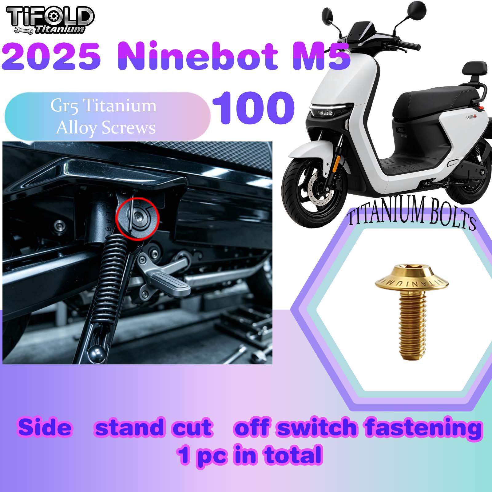 TIFOLD Titanium Alloy Modification Screws for Segway Ninebot M5 100 2025 Model Electric Motorcycle