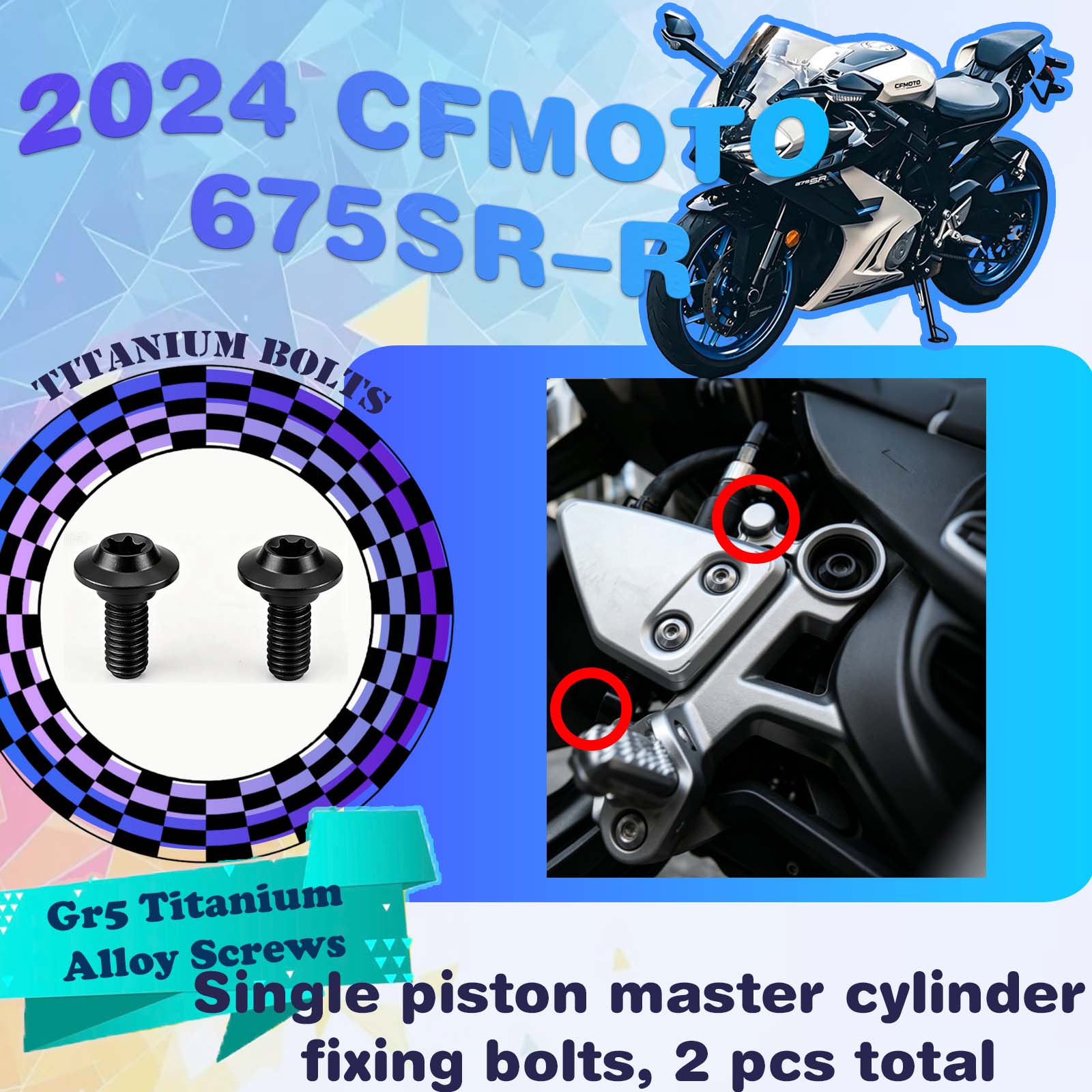 TIFOLD Full‑Vehicle Titanium Alloy Modification Screws for CFMOTO 675 SR‑R, 2024 Model