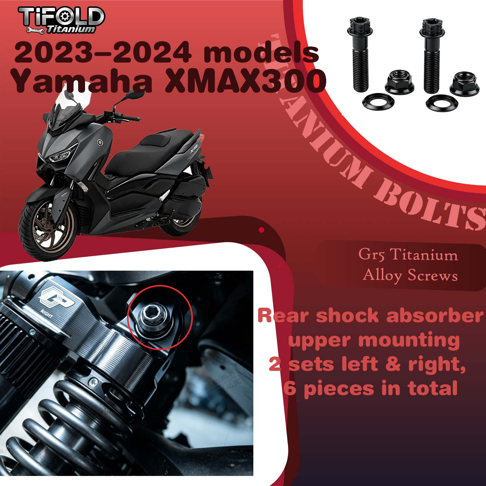 Titanium Alloy Screws for Modification, Fit for YAMAHA XMAX 300 23‑24 Mdels Motorcycle