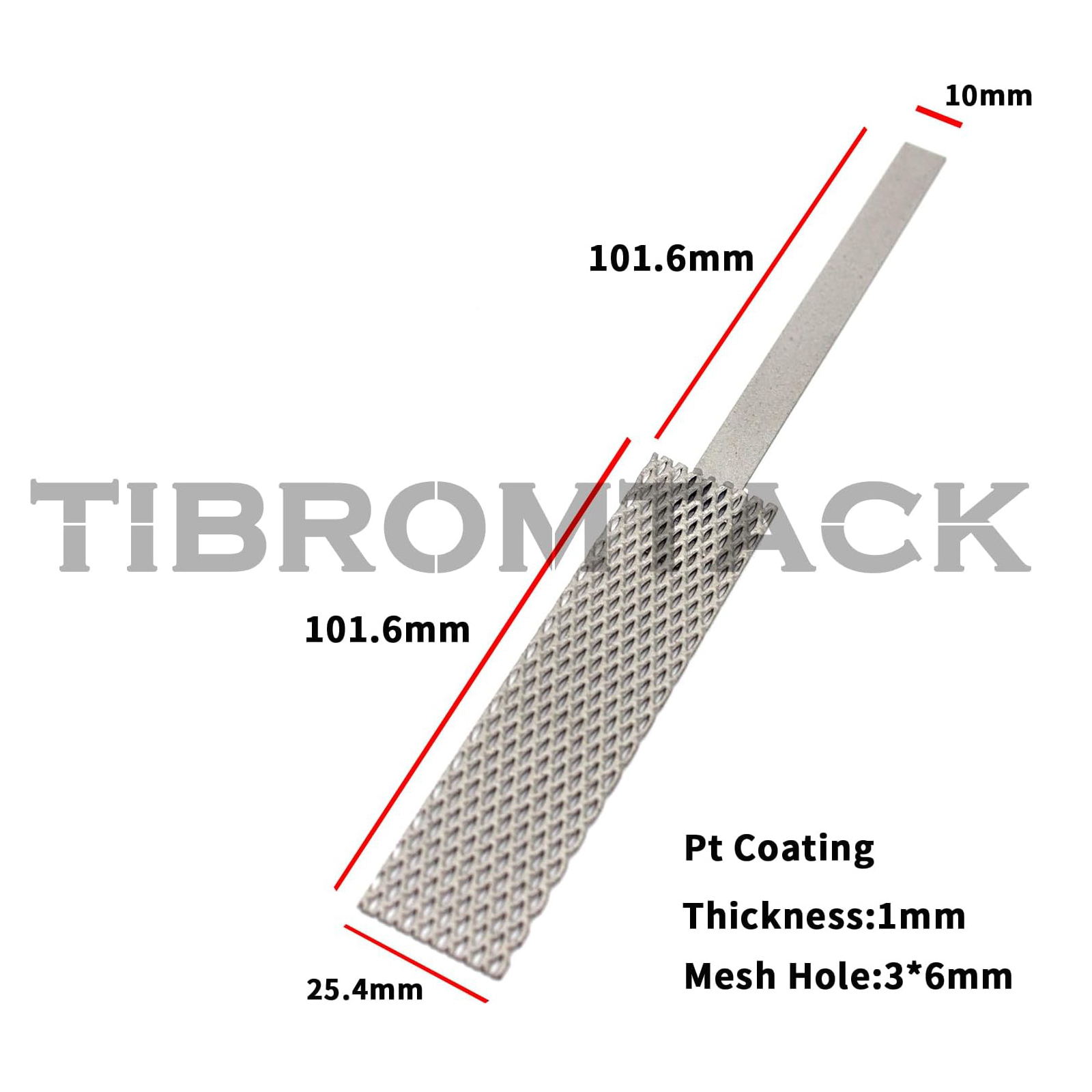 TIBROMTACK Platinized Titanium Anode Mesh 1"x4" Electrolytic Mesh with Platinum Coating Jewelry Plater Tool with Handle