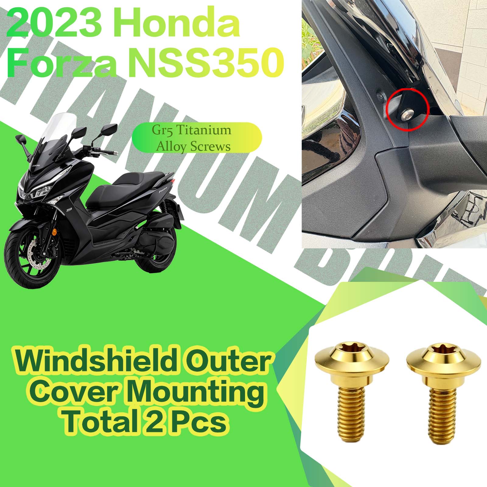 TIFOLD Titanium Alloy Modification Screws for Honda NSS350 Motorcycle, 2023 Model
