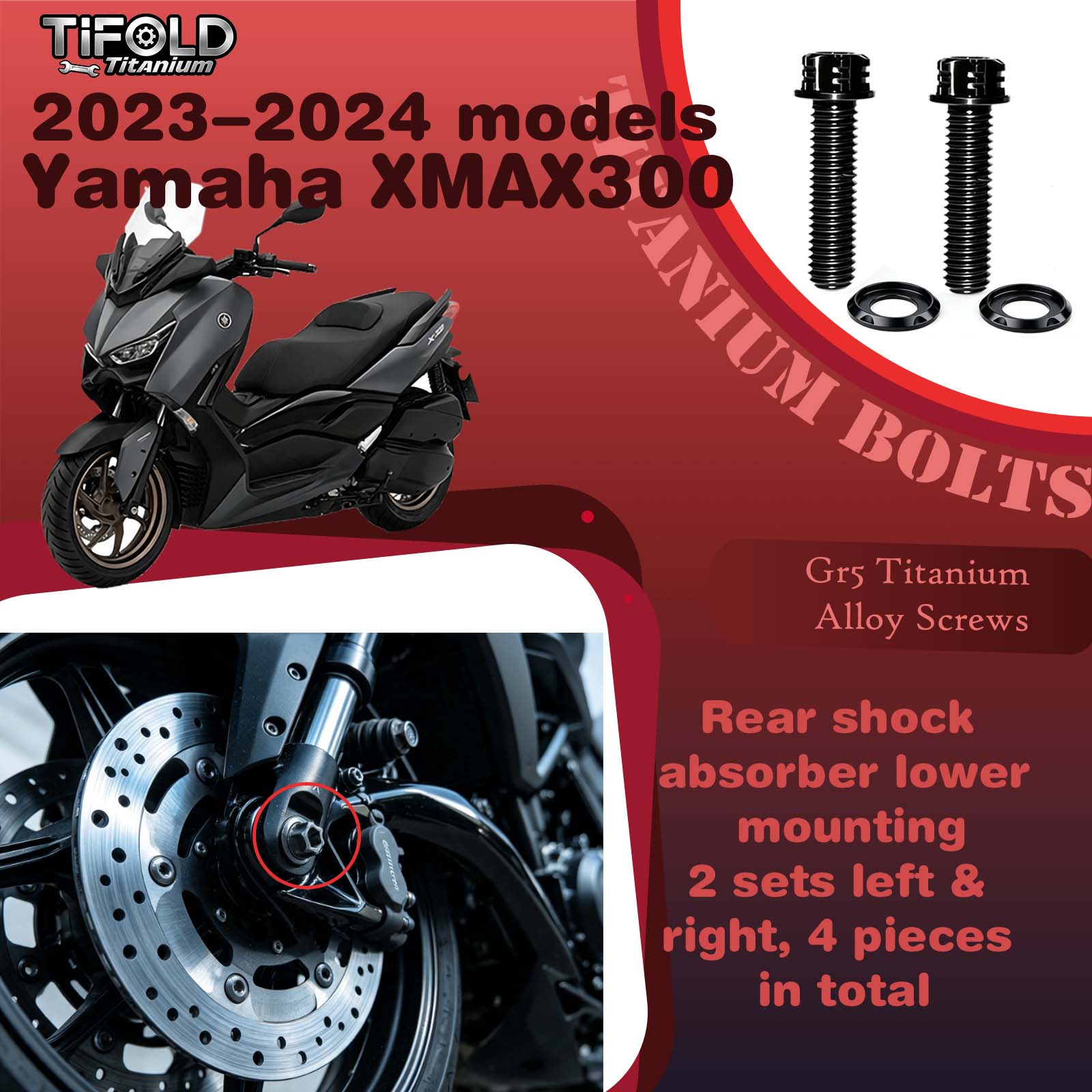 Titanium Alloy Screws for Modification, Fit for YAMAHA XMAX 300 23‑24 Mdels Motorcycle