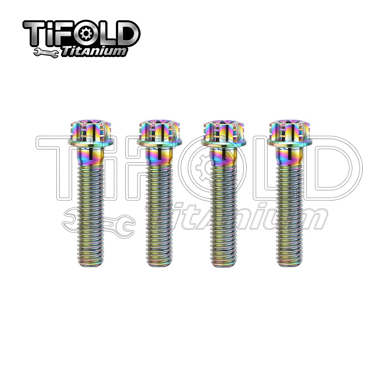 TIFOLD 4 pieces M8 titanium alloy screw flange inner and outer plum blossom screw engine pump fork screw