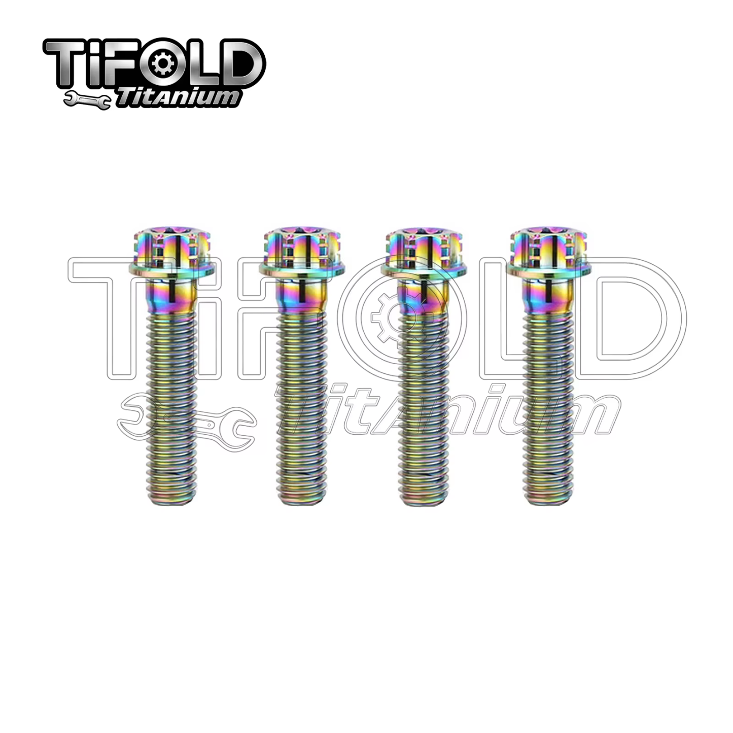 TIFOLD 4 pieces M8 titanium alloy screw flange inner and outer plum blossom screw engine pump fork screw