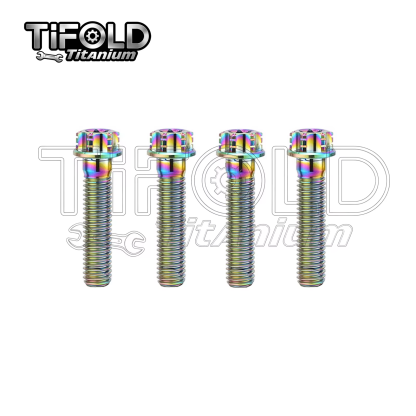 TIFOLD 4 pieces M8 titanium alloy screw flange inner and outer plum blossom screw engine pump fork screw