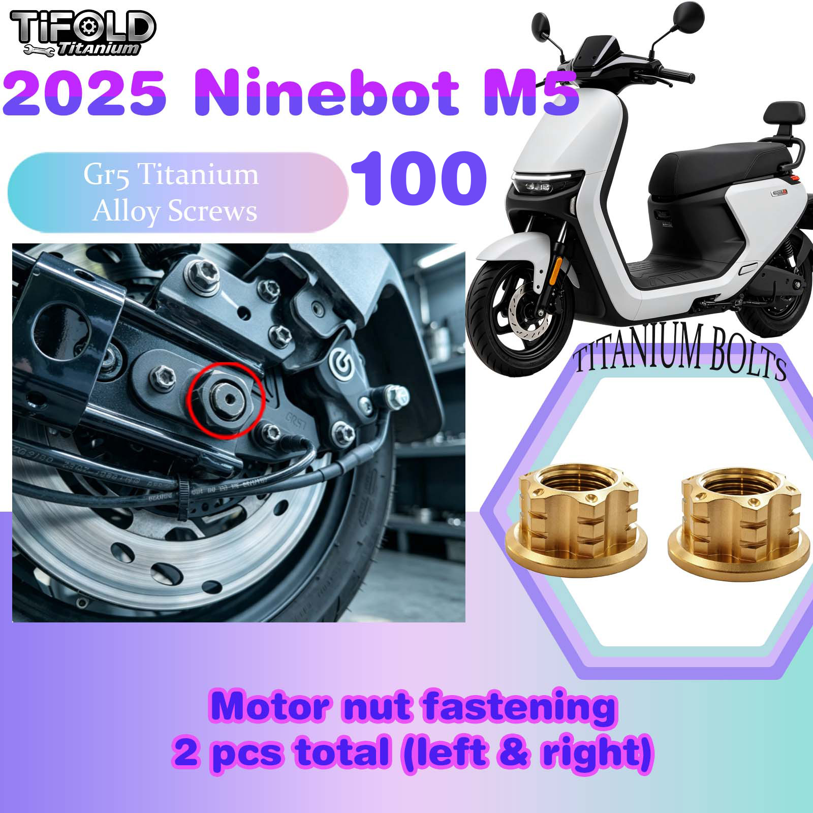 TIFOLD Titanium Alloy Modification Screws for Segway Ninebot M5 100 2025 Model Electric Motorcycle