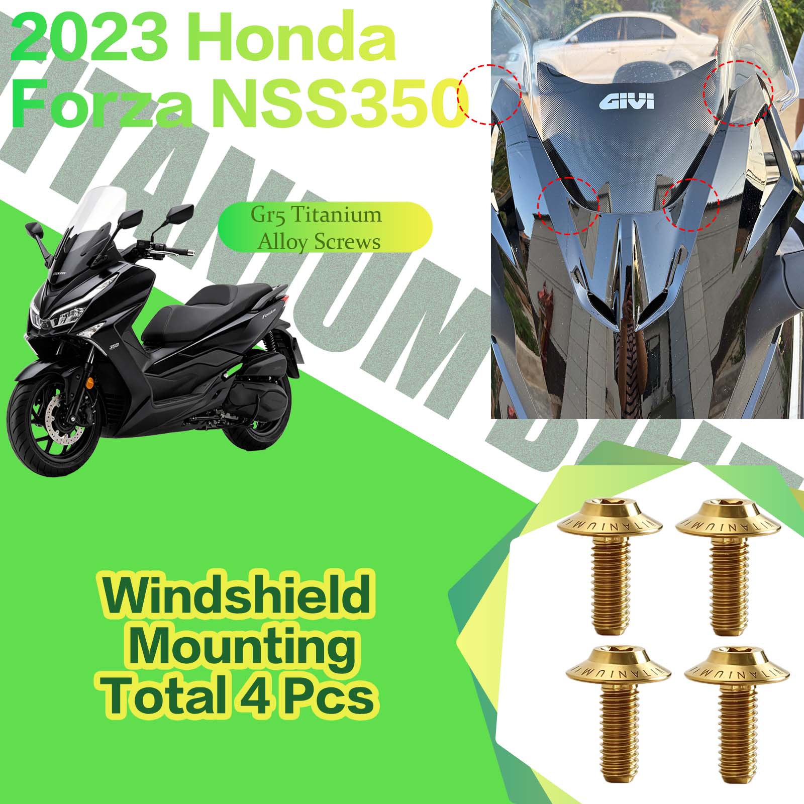 TIFOLD Titanium Alloy Modification Screws for Honda NSS350 Motorcycle, 2023 Model