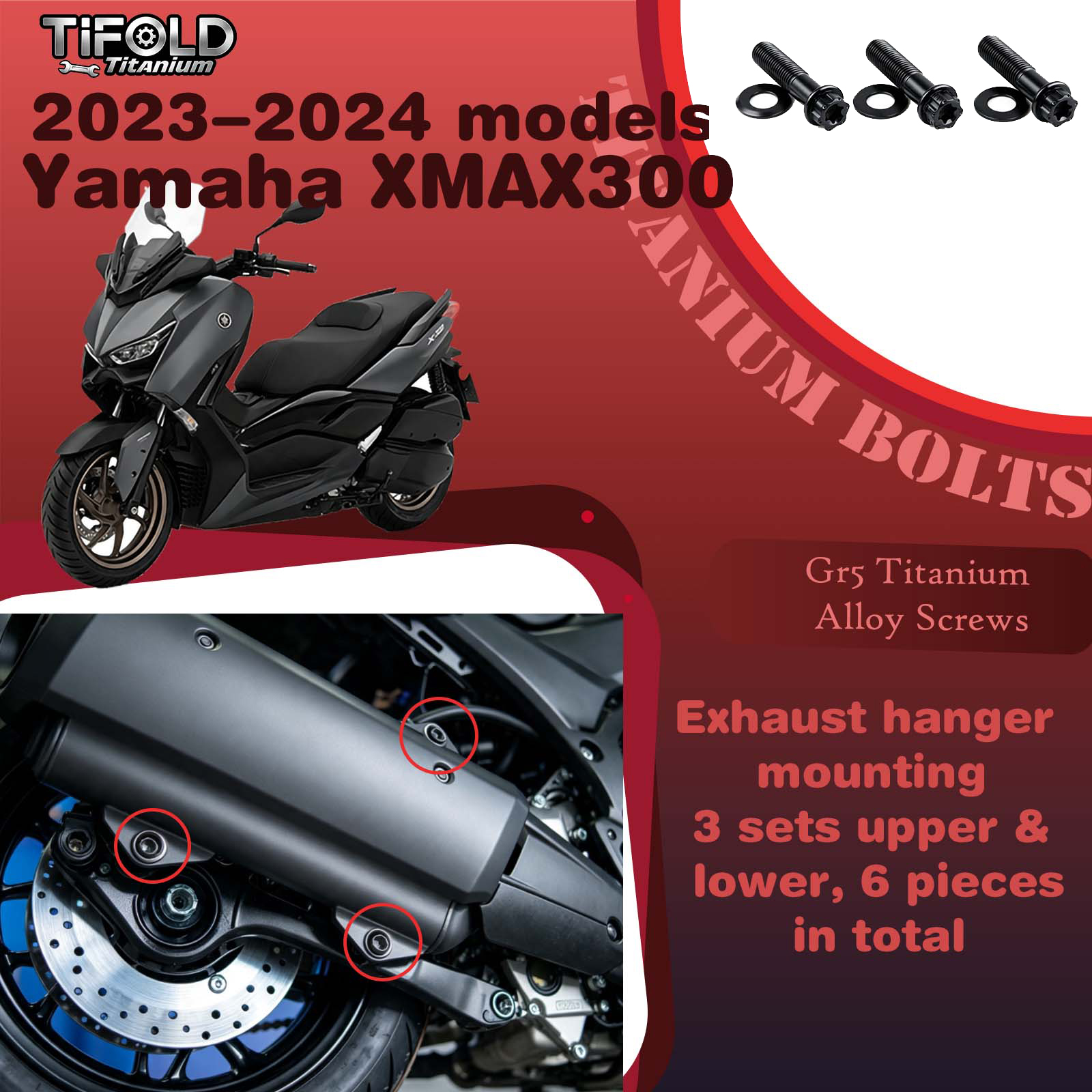Titanium Alloy Screws for Modification, Fit for YAMAHA XMAX 300 23‑24 Mdels Motorcycle