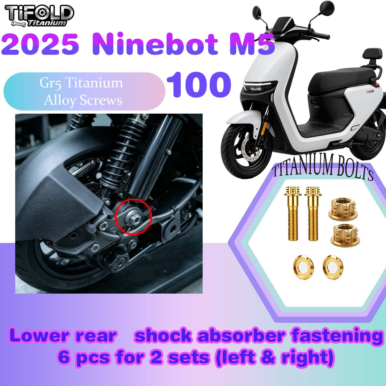 TIFOLD Titanium Alloy Modification Screws for Segway Ninebot M5 100 2025 Model Electric Motorcycle