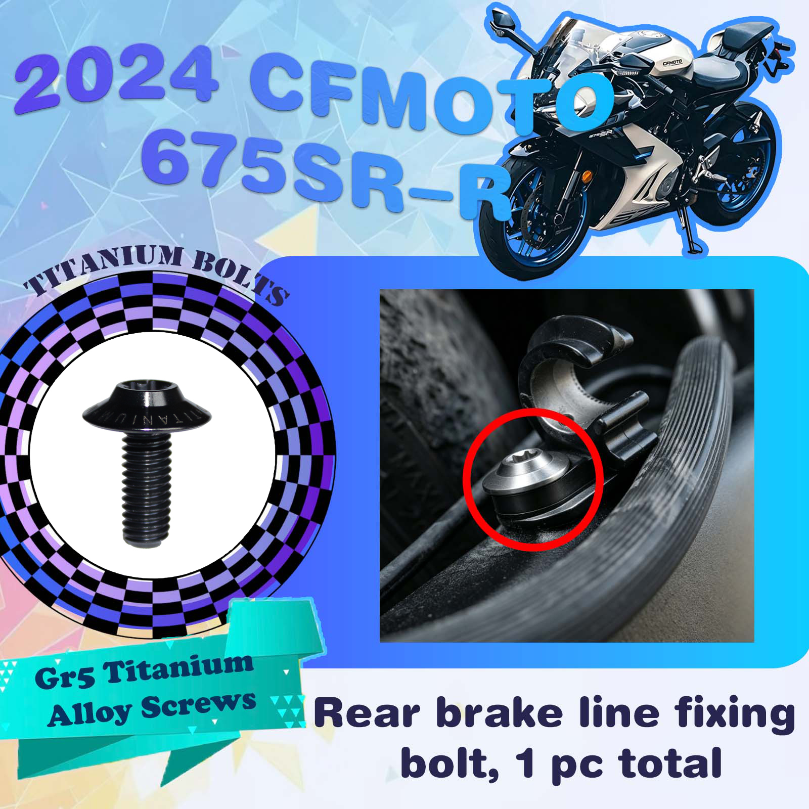 TIFOLD Full‑Vehicle Titanium Alloy Modification Screws for CFMOTO 675 SR‑R, 2024 Model