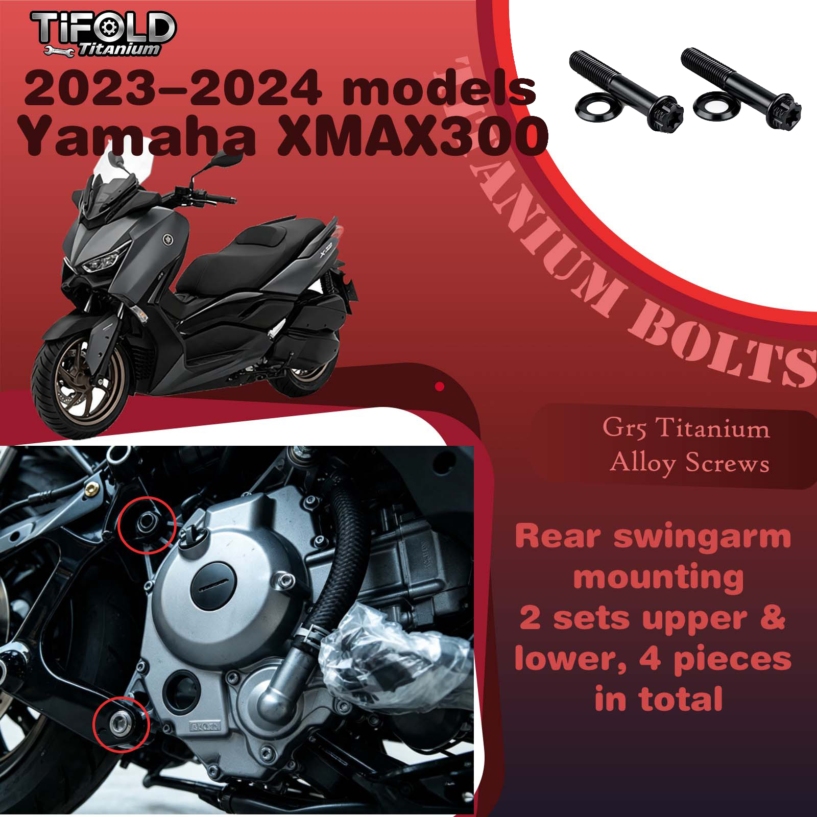 Titanium Alloy Screws for Modification, Fit for YAMAHA XMAX 300 23‑24 Mdels Motorcycle