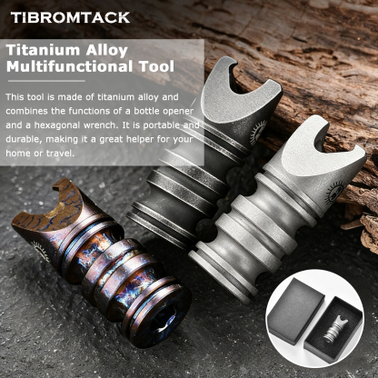 TIBROMTACK Titanium Multitool, Compact Titanium Bottle Opener & Hex Wrench, 28g Lightweight High-Strength EDC Tool for Home, Camping, Bicycle Repair