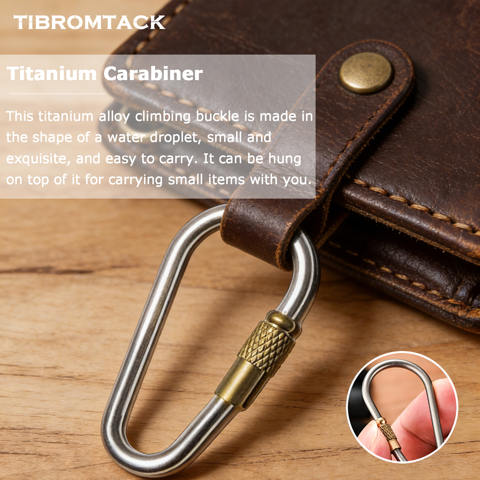 TIBROMTACK Titanium Carabiner, Mini Carabiner Small Locking Carabiner, 1.77 Inch Lightweight Keychain for Keys, Backpack Charm, Outdoor Camping Hiking, 6.3g Ultra-Light Titanium Key Clip