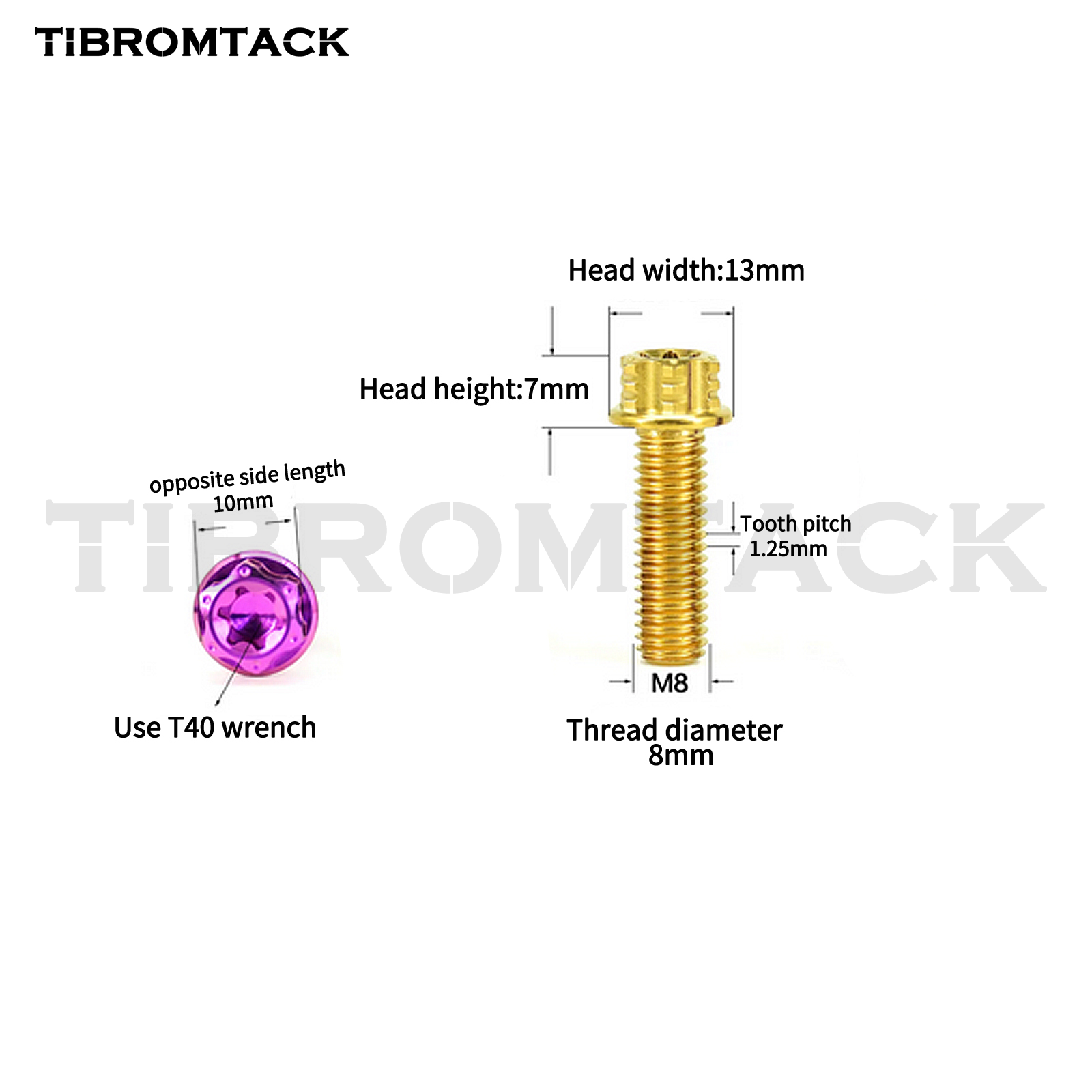 Gr5 Titanium Bolts M8 Torx Head 15‑50mm 1.25 Pitch CNC Machined Lightweight Rust‑Proof for Bike Motorcycle Car Modification 4Pcs/Pack | TIBROMTACK