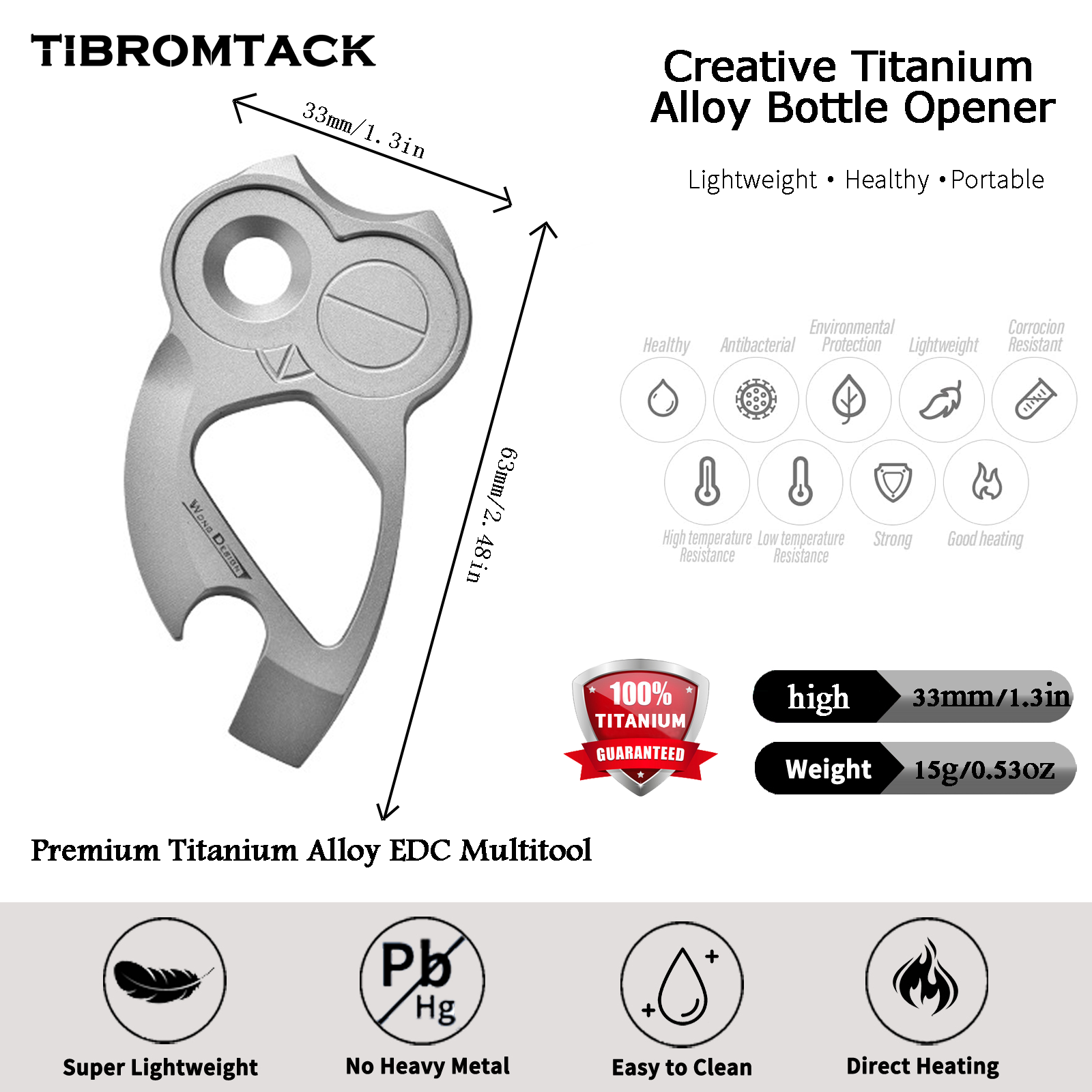TIBROMTACK Titanium Alloy EDC Multifunctional Keychain, Creative Owl Bottle Opener, Lightweight 15g Durable Key Ring for Daily Carry & Outdoor Activities