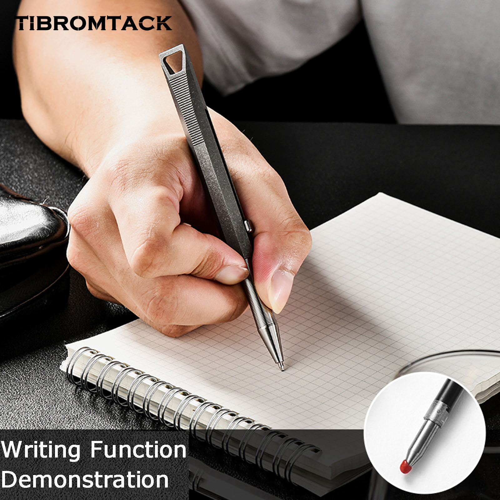 TIBROMTACK Pure Titanium Bolt Action Pen - 102mm/4.02in 25.5g EDC Fidget Pen | Steel-Strength Titanium Pen for Outdoor Self Defense, Signing & Daily Writing, BPA Free