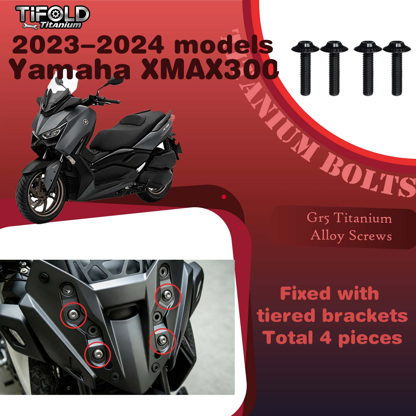 Titanium Alloy Screws for Modification, Fit for YAMAHA XMAX 300 23‑24 Mdels Motorcycle