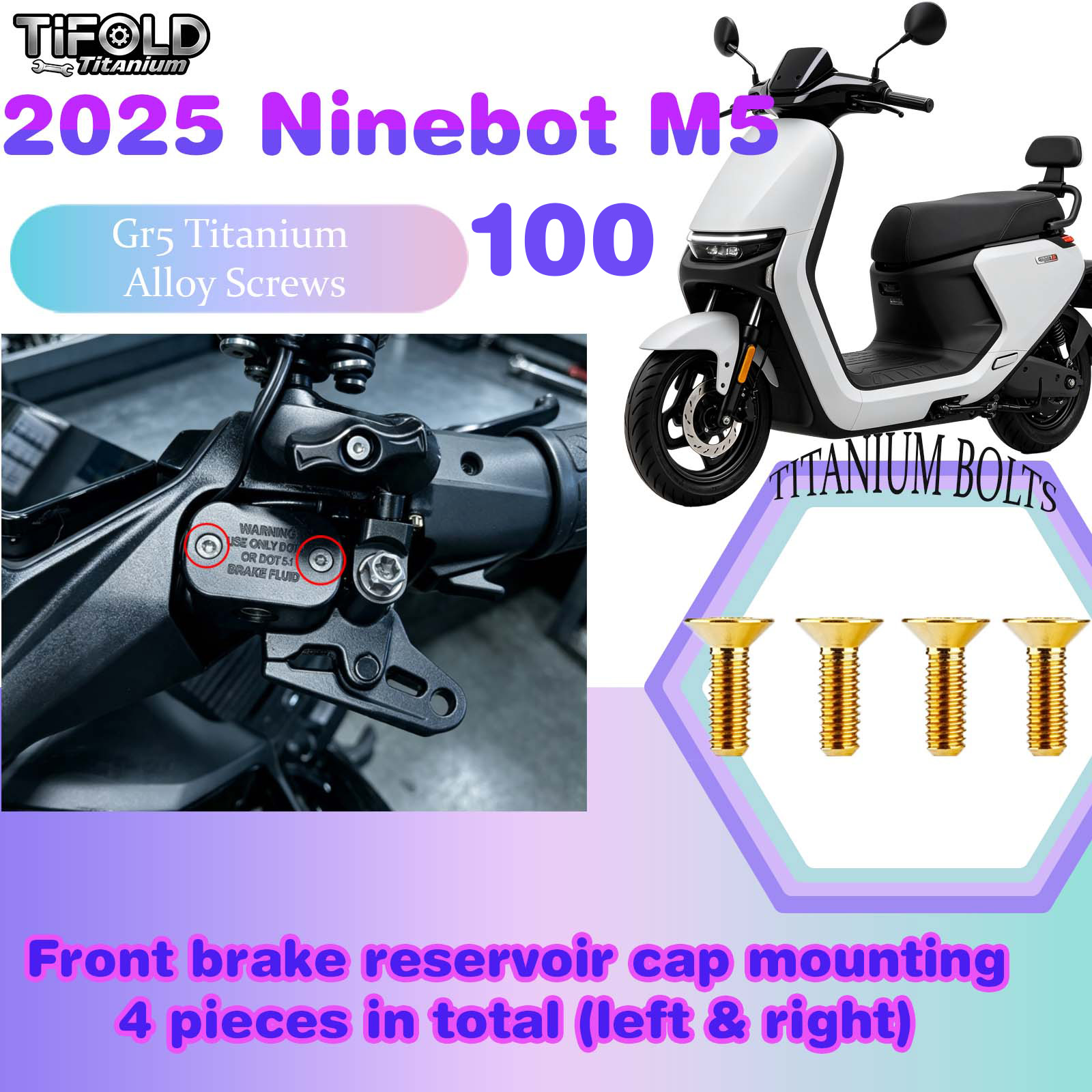 TIFOLD Titanium Alloy Modification Screws for Segway Ninebot M5 100 2025 Model Electric Motorcycle