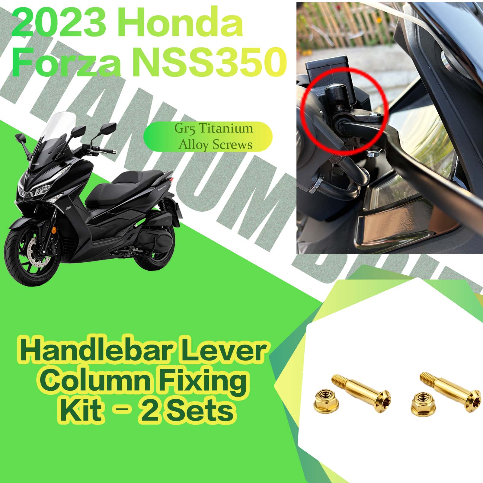 TIFOLD Titanium Alloy Modification Screws for Honda NSS350 Motorcycle, 2023 Model