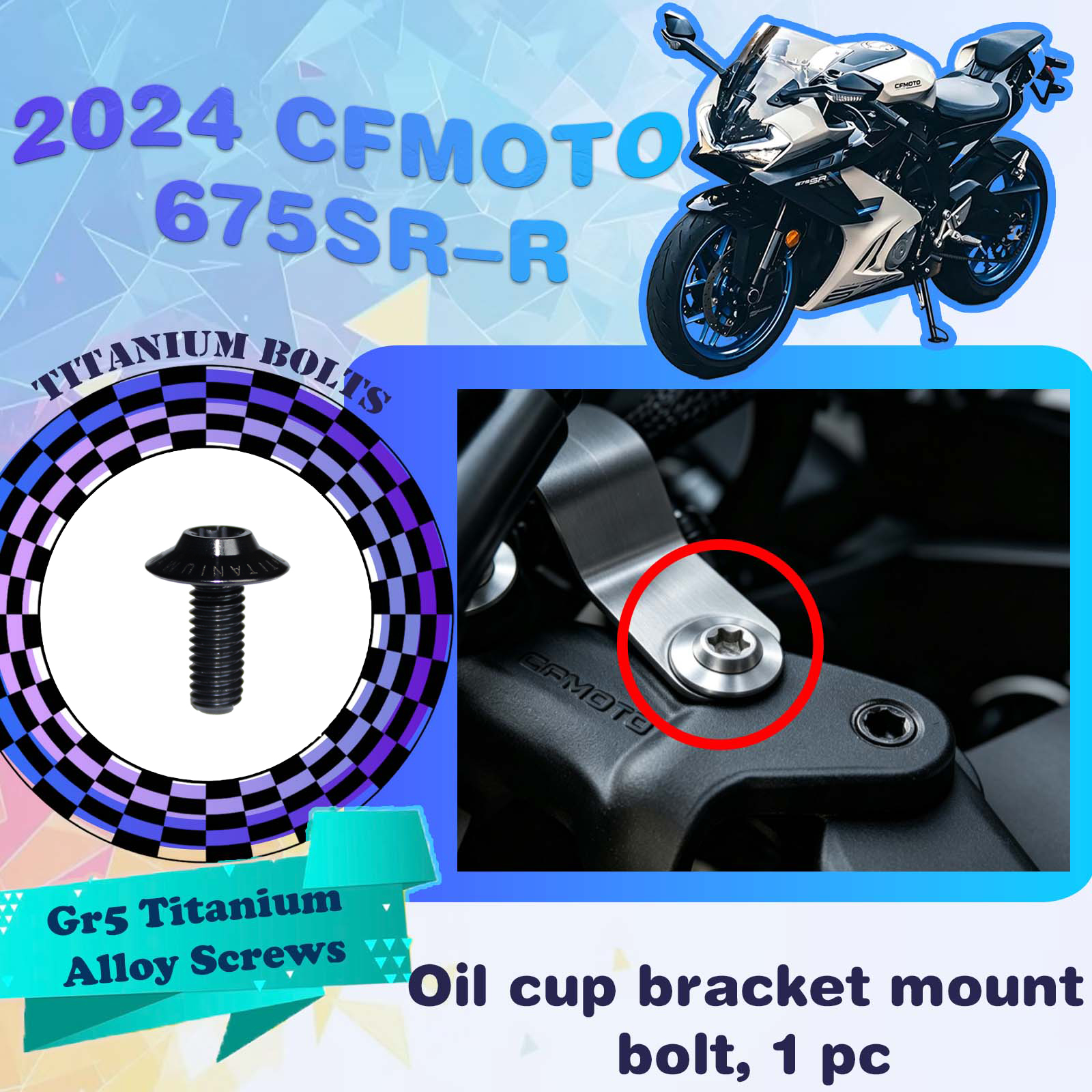 TIFOLD Full‑Vehicle Titanium Alloy Modification Screws for CFMOTO 675 SR‑R, 2024 Model