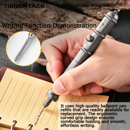 TIBROMTACK Pure Titanium Bolt Action Pen - 132mm/5.2in 58g Titanium Tool | Steel-Strength for Signing, Calligraphy & Self Defense, BPA Free