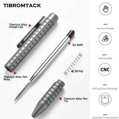 TIBROMTACK Titanium Bolt Action Pen - 120mm/4.72in 32.2g | Steel-Strength for Business Signing & Calligraphy, BPA Free