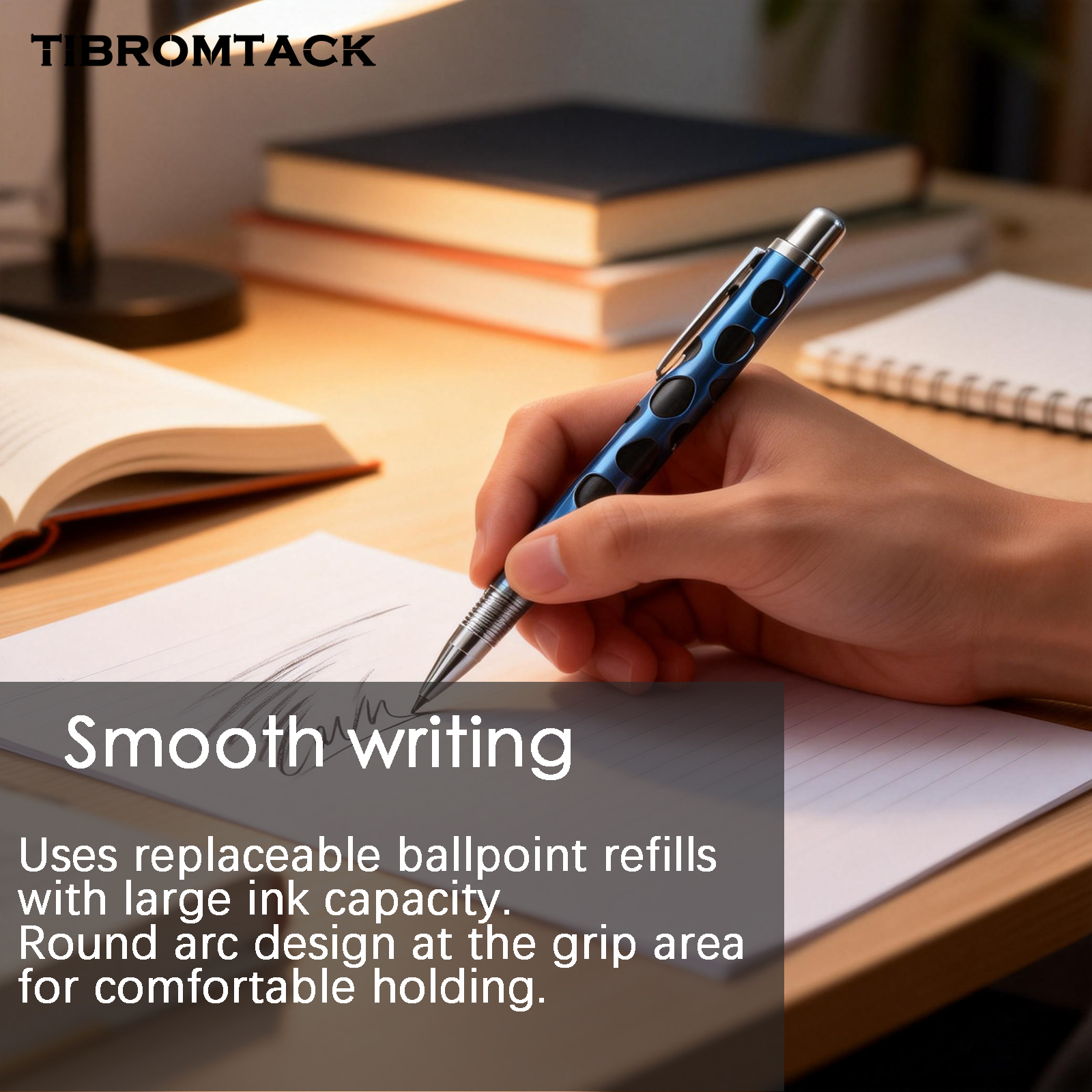 TIBROMTACK Gr5 Titanium Alloy Tactical Pen, EDC Survival Self Defense Tool with Tungsten Steel Tip, Window Breaker, 5.16×0.39 In/31.5g, Smooth Writing