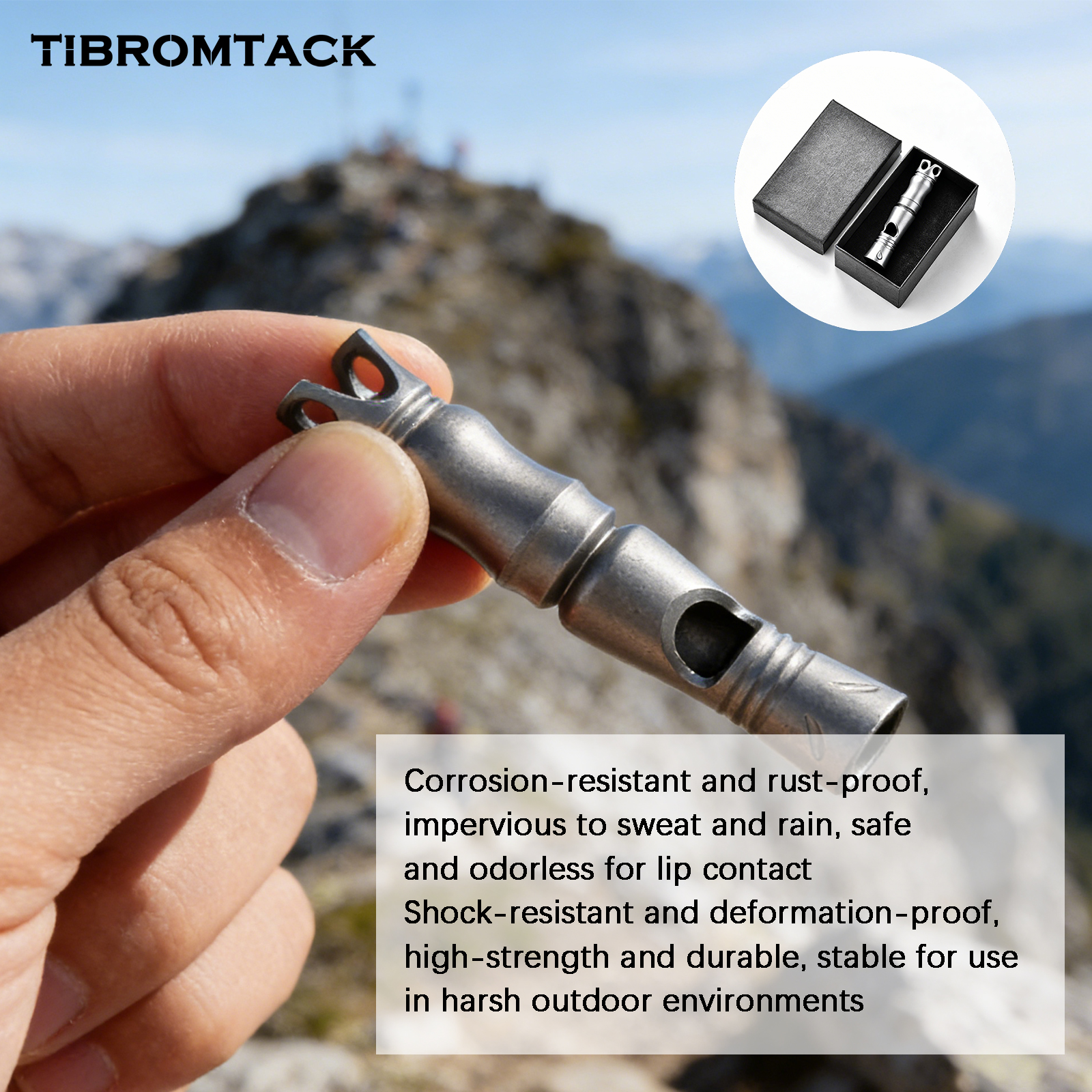 TIBROMTACK Gr5 Titanium Alloy Single Tube Loud Emergency Survival Whistle, Safety Whistle for Hiking Camping Dog Training Adults Emergency