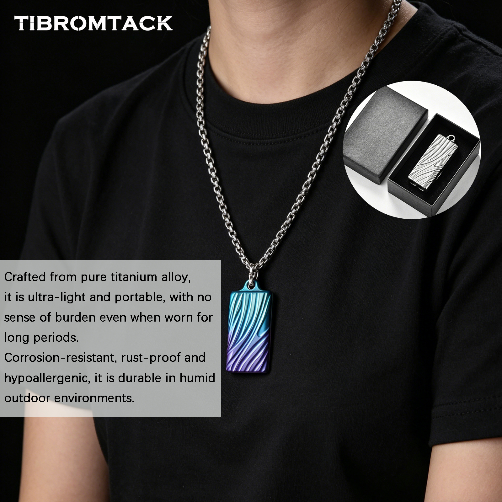 TIBROMTACK Gr5 Titanium Double Tube Whistle, Lightweight Emergency Survival Whistle for Hiking Camping, Rustproof Titanium Alloy Whistle for Adults, Dog Training & Outdoor EDC