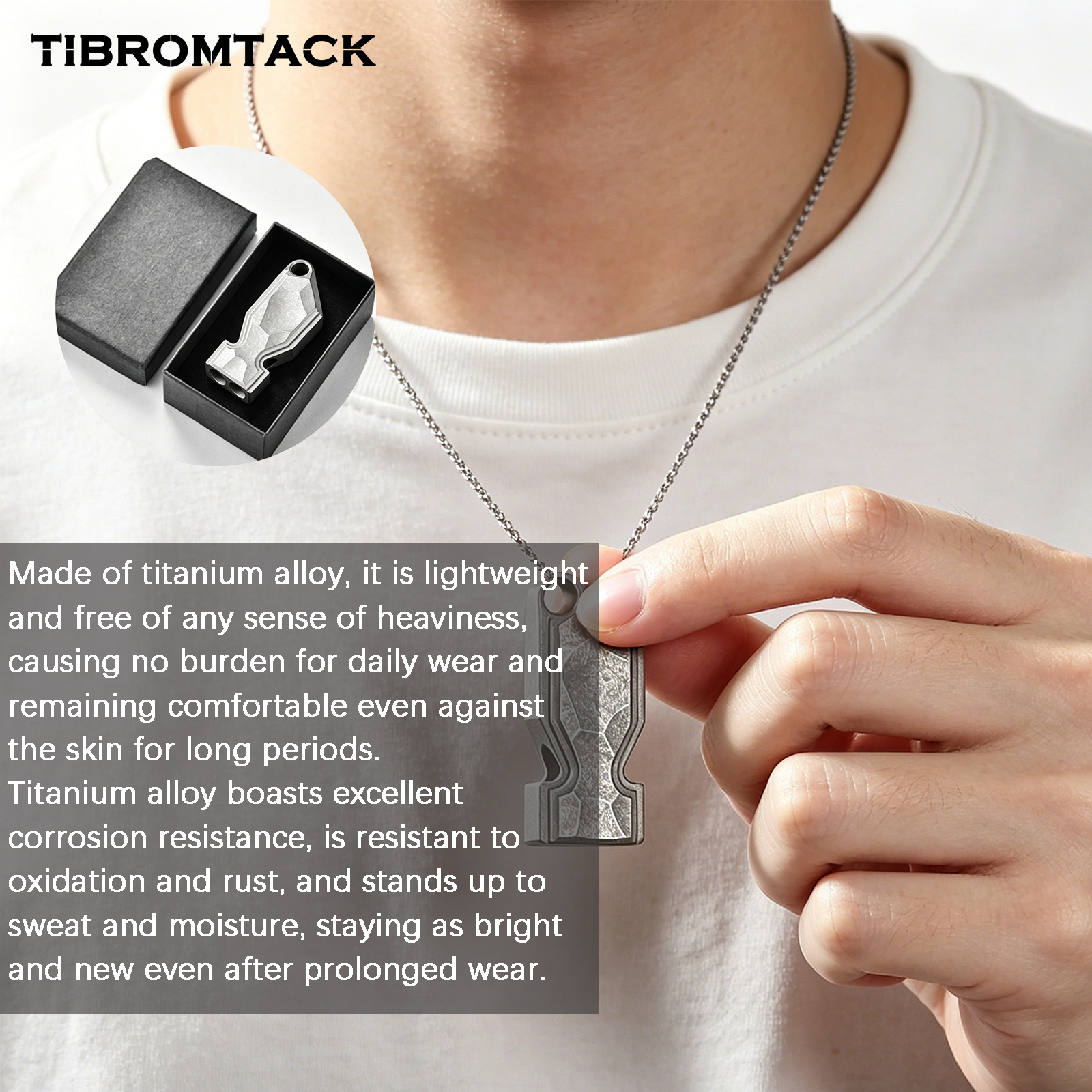 TIBROMTACK Gr5 Titanium Alloy Dual Tube Whistle, Loud Emergency Survival Whistle for Adults, Lightweight & Durable Outdoor Safety Whistle for Hiking Camping Dog Training