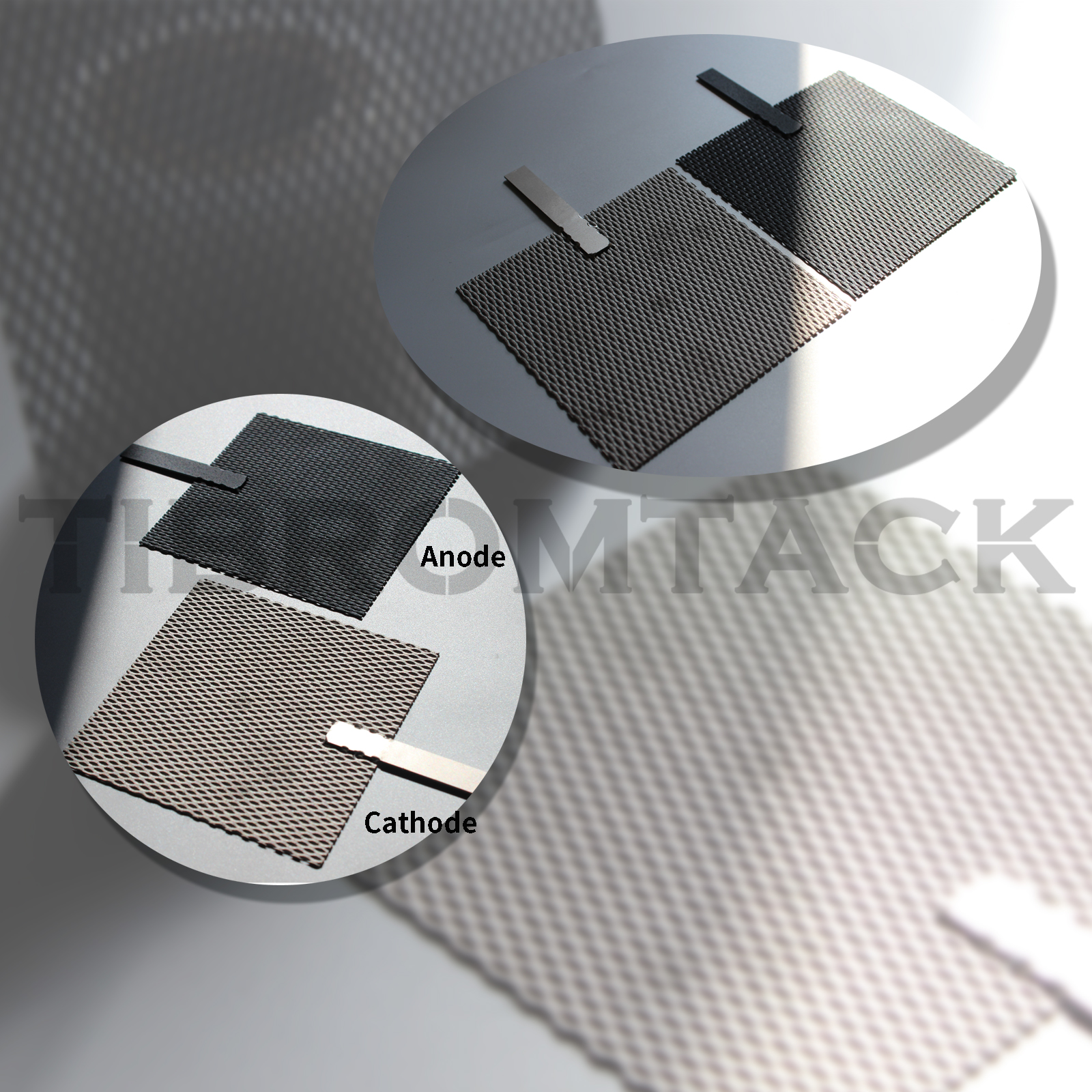 TIBROMTACK Ru-Ir Coated Titanium Mesh Anode Cathode Pair 100×100×1mm