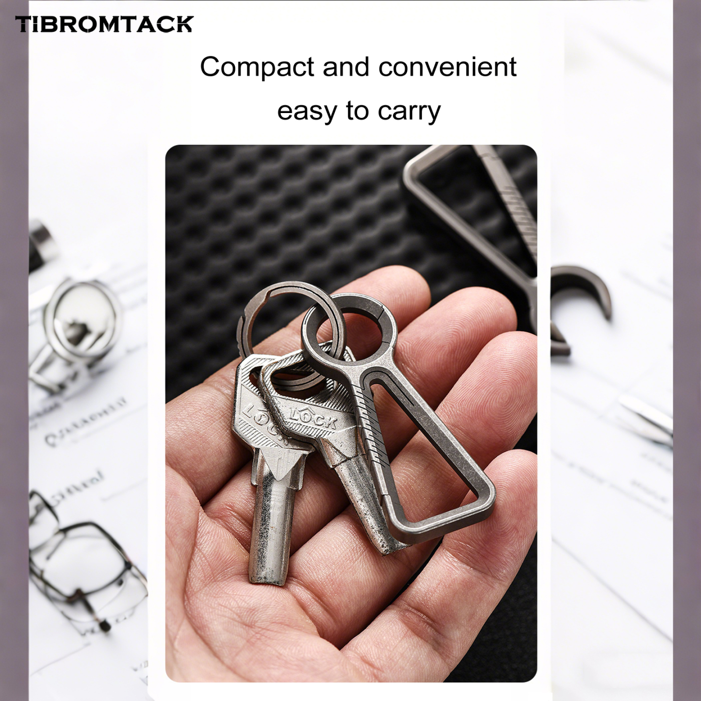 Titanium Carabiner, Lightweight & High Strength Keychain Clip, 2.2 Inch Mini Titanium Key Ring for Key Storage, Outdoor Gear Connection, Safety Auxiliary, Non-Magnetic, 0.29oz