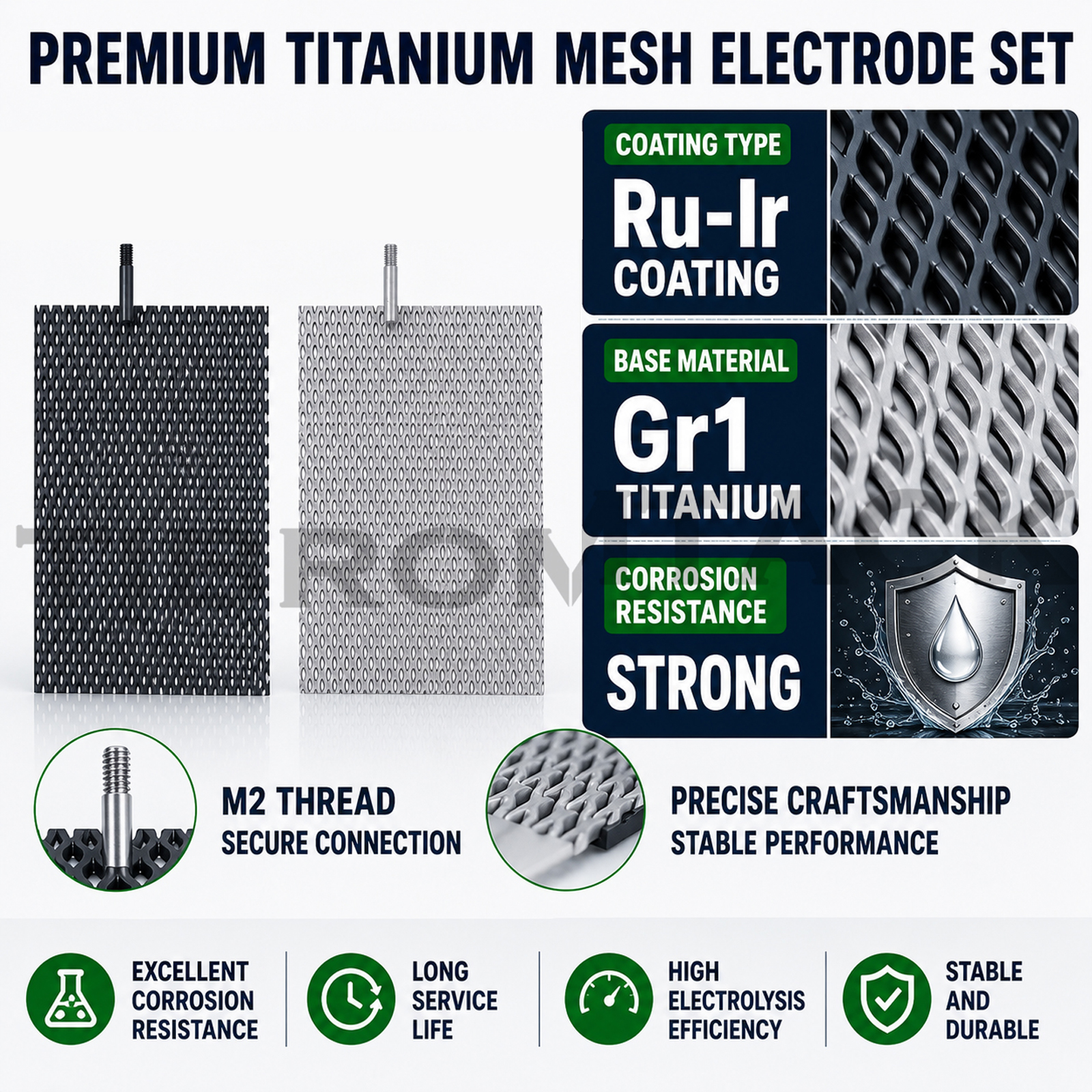 TIBROMTACK Titanium Electrode Mesh with Ru-Ir Coating