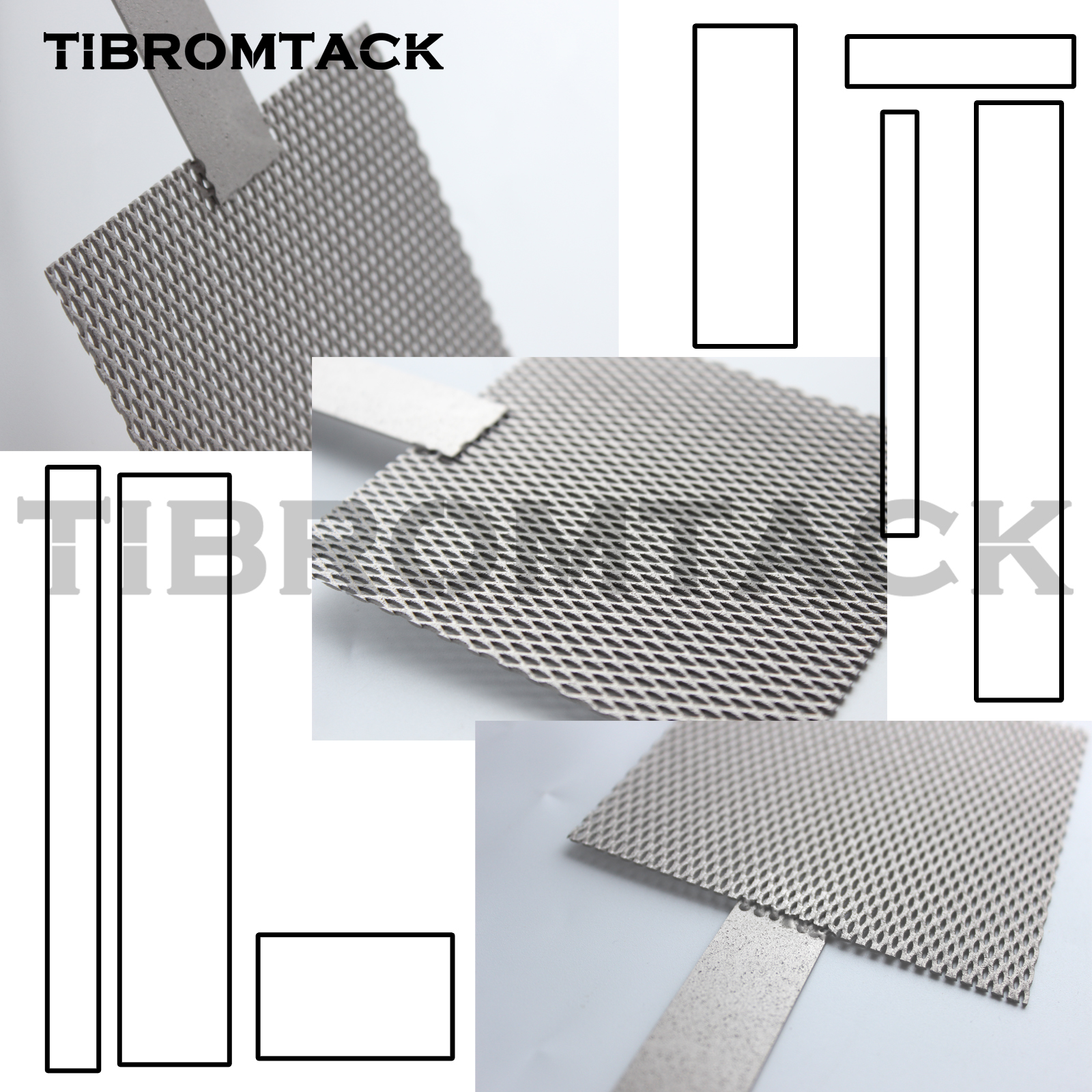 TIBROMTACK Platinum Coated Titanium Anode Mesh 100×100×1mm