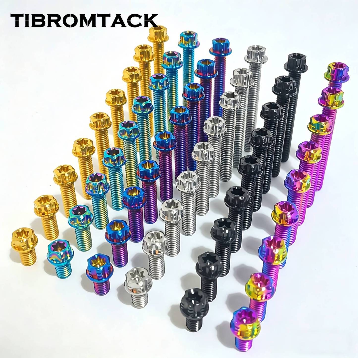TIBROMTACK M5 Titanium Bolts, Gr5 Titanium Alloy Torx Bolts M5 x 10-50mm, Compatible with T25 Torx Bit/7mm Socket, Lightweight & High Strength, Rust-Proof  Fasteners for Vehicles