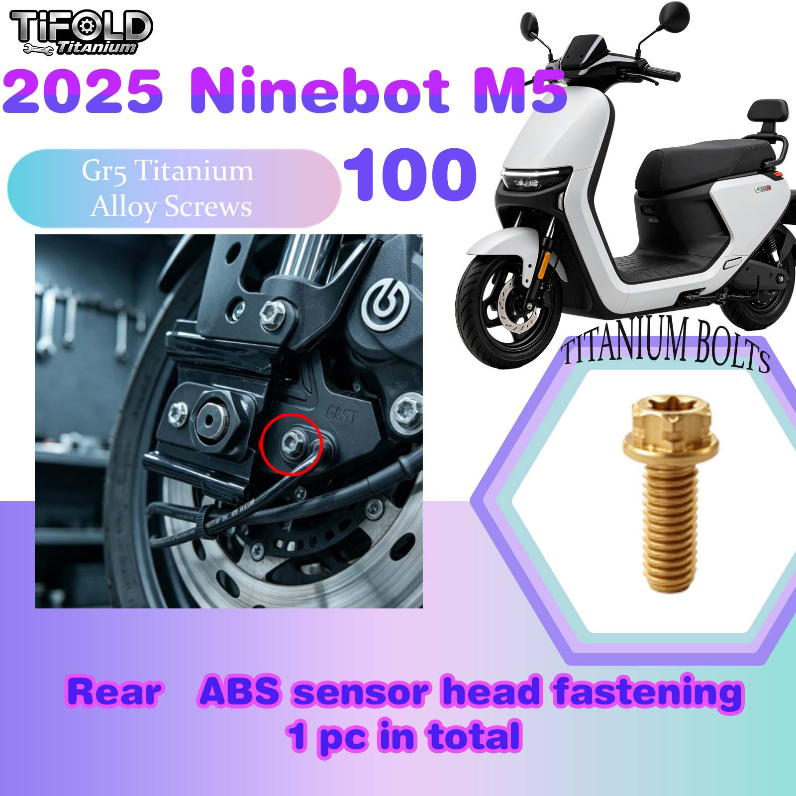 TIFOLD Titanium Alloy Modification Screws for Segway Ninebot M5 100 2025 Model Electric Motorcycle