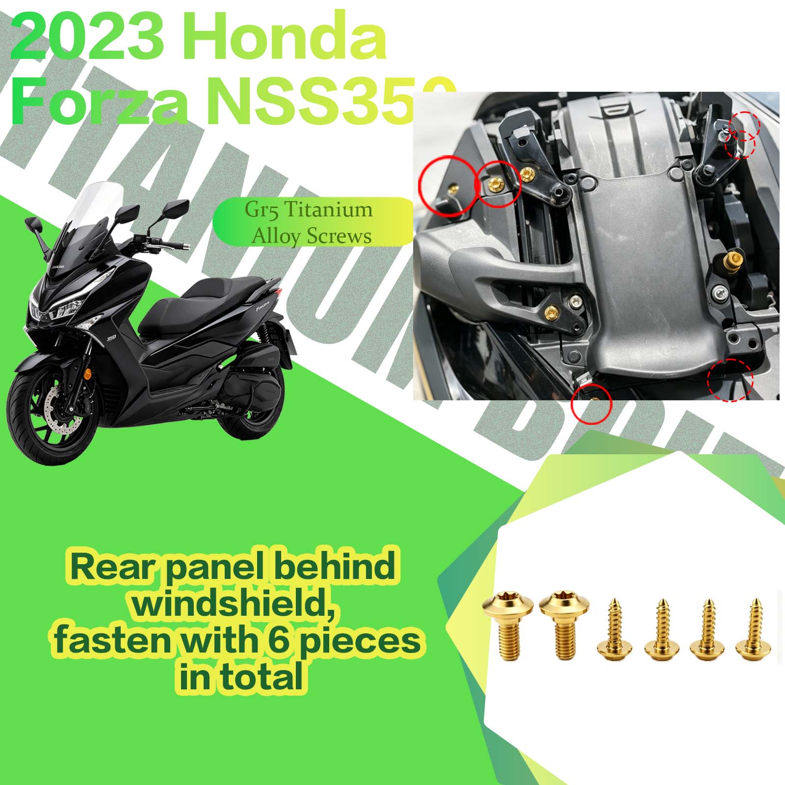 TIFOLD Titanium Alloy Modification Screws for Honda NSS350 Motorcycle, 2023 Model