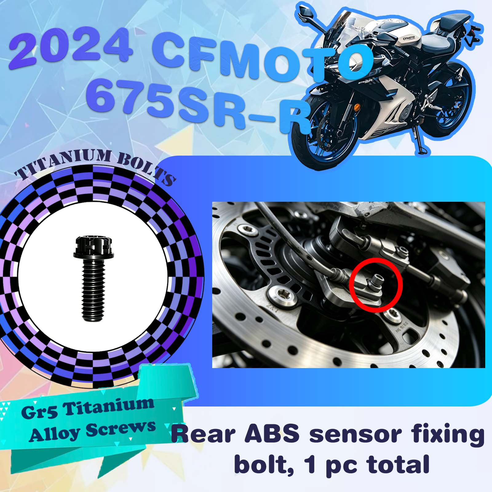 TIFOLD Full‑Vehicle Titanium Alloy Modification Screws for CFMOTO 675 SR‑R, 2024 Model