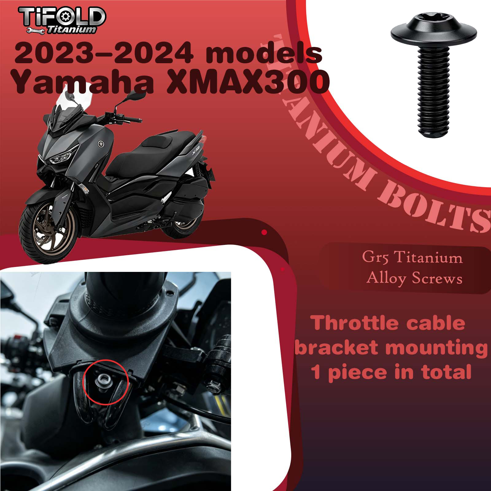 Titanium Alloy Screws for Modification, Fit for YAMAHA XMAX 300 23‑24 Mdels Motorcycle