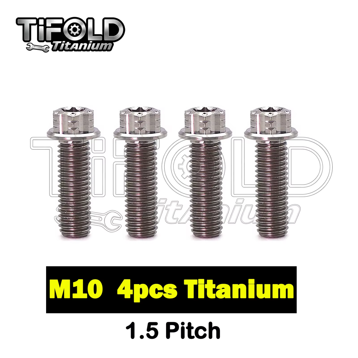 TIFOLD 4Pcs M10 1.25P Titanium Alloy Screw, Flange Torx Head Fastener for Motorcycle Engine Pump & Fork Modification Parts