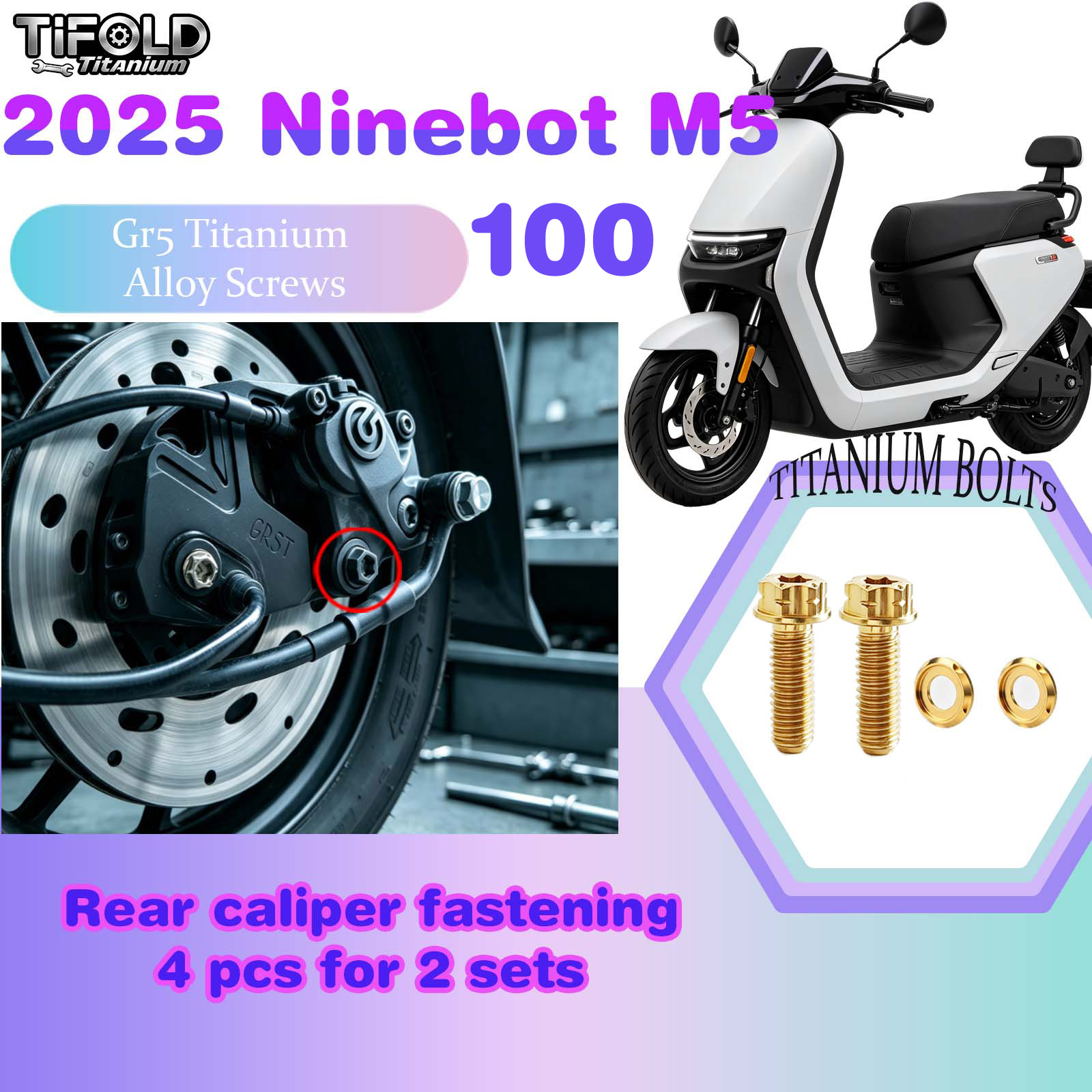 TIFOLD Titanium Alloy Modification Screws for Segway Ninebot M5 100 2025 Model Electric Motorcycle