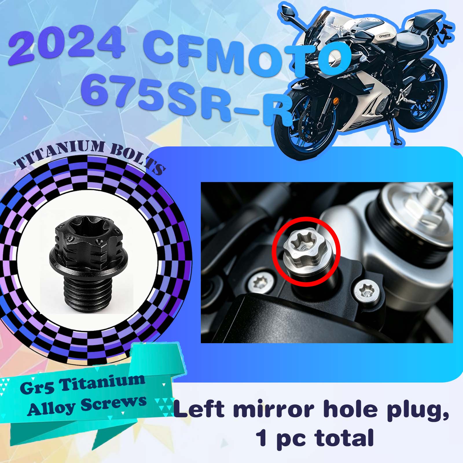 TIFOLD Full‑Vehicle Titanium Alloy Modification Screws for CFMOTO 675 SR‑R, 2024 Model