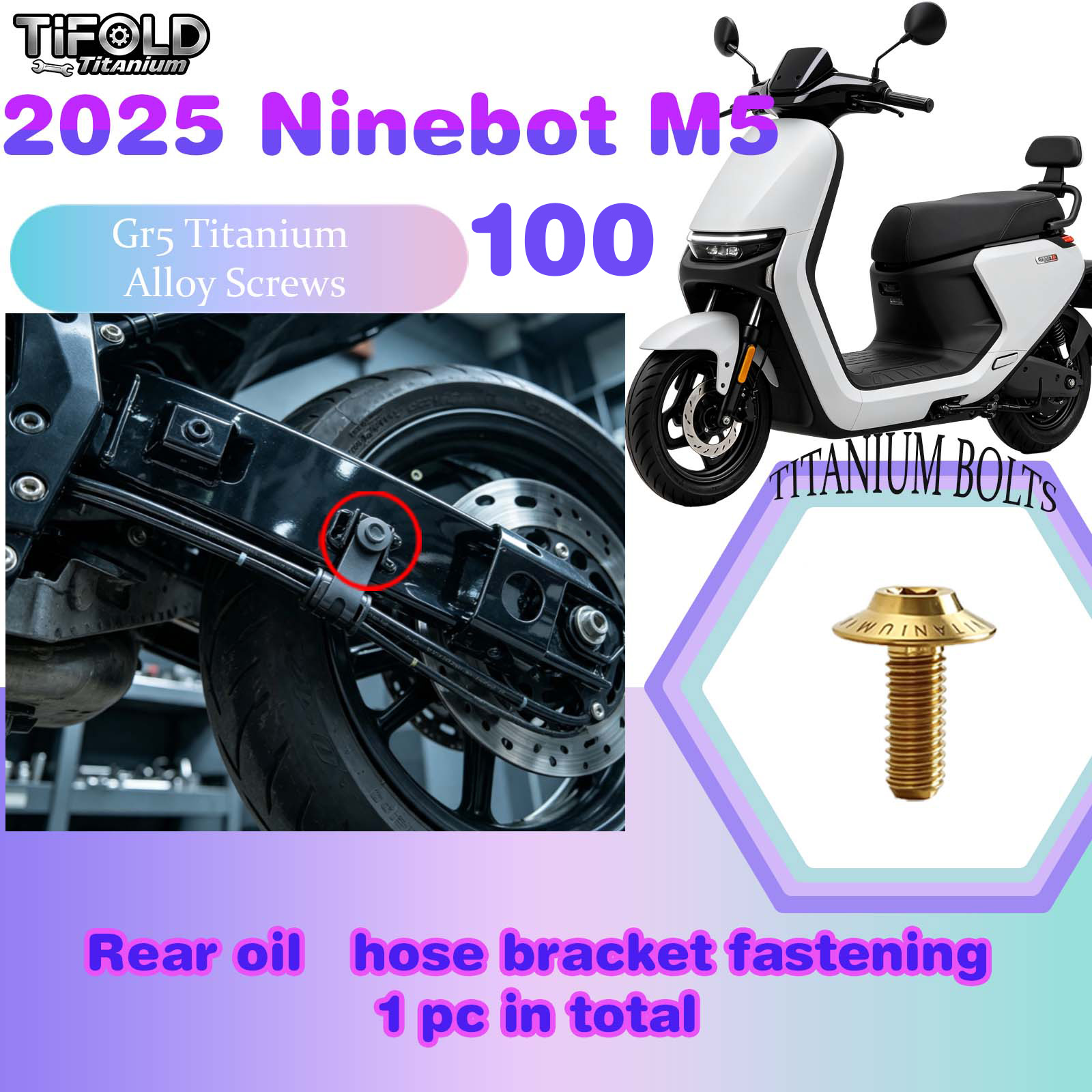 TIFOLD Titanium Alloy Modification Screws for Segway Ninebot M5 100 2025 Model Electric Motorcycle