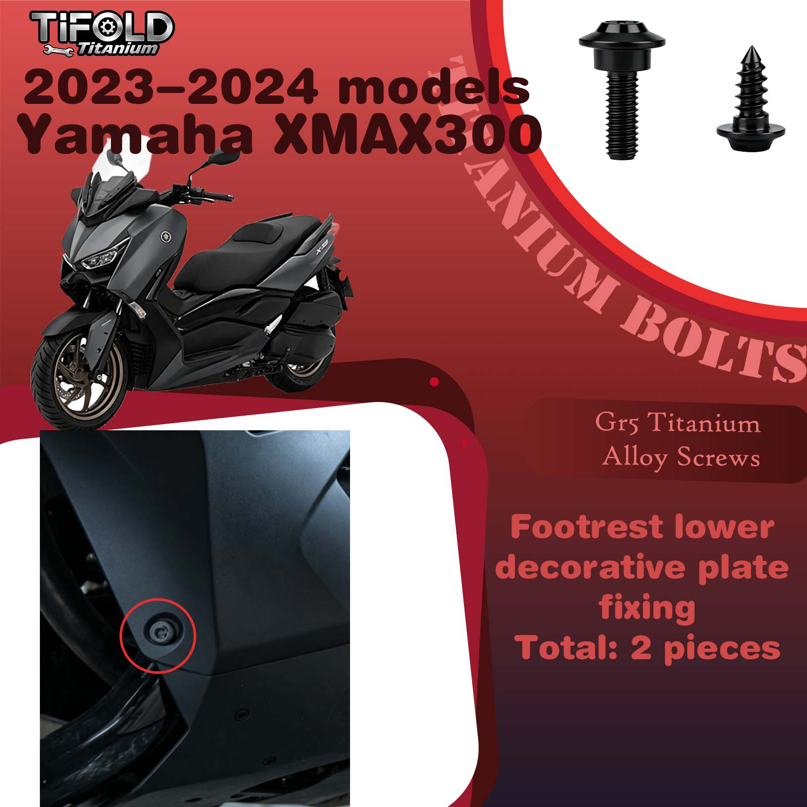 Titanium Alloy Screws for Modification, Fit for YAMAHA XMAX 300 23‑24 Mdels Motorcycle