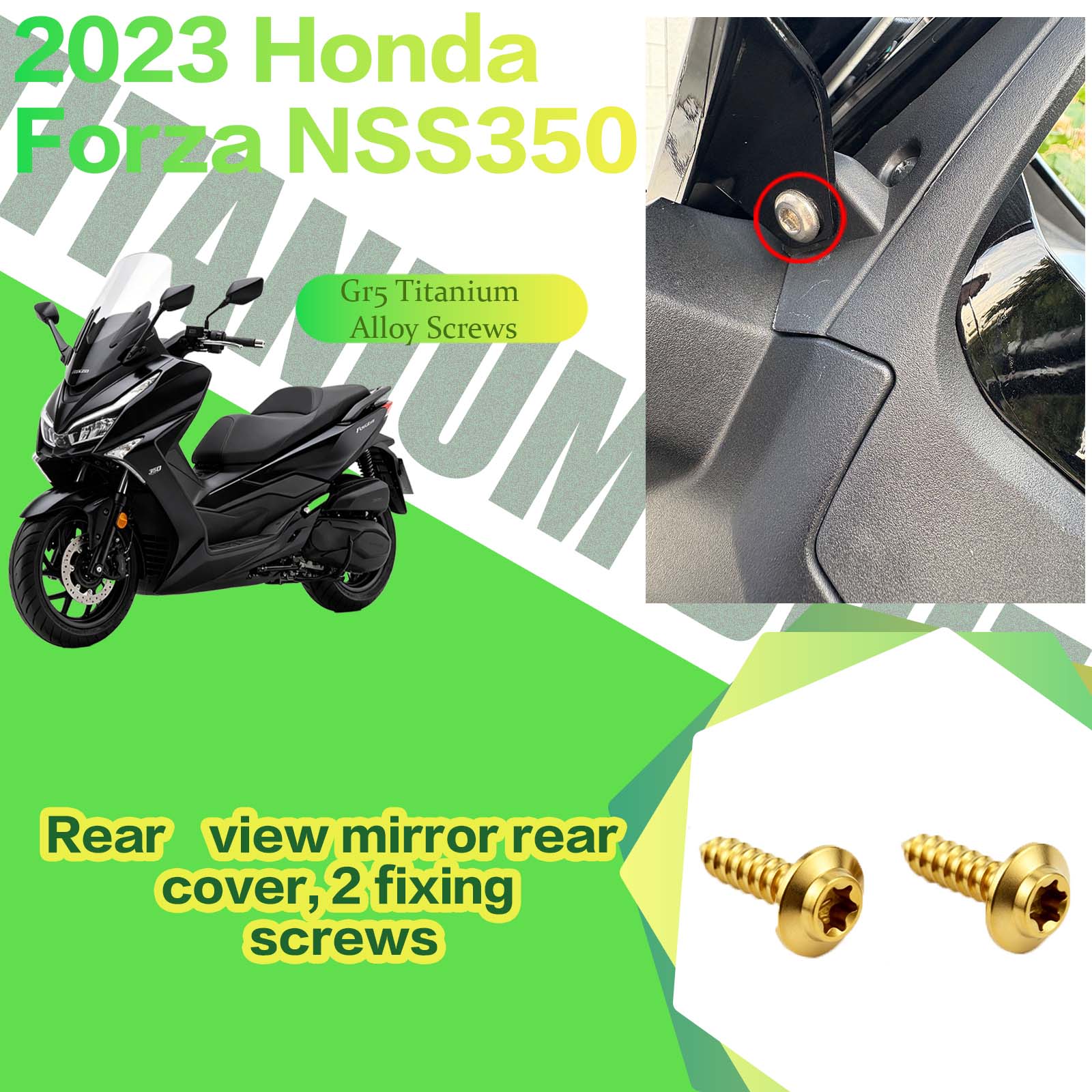 TIFOLD Titanium Alloy Modification Screws for Honda NSS350 Motorcycle, 2023 Model