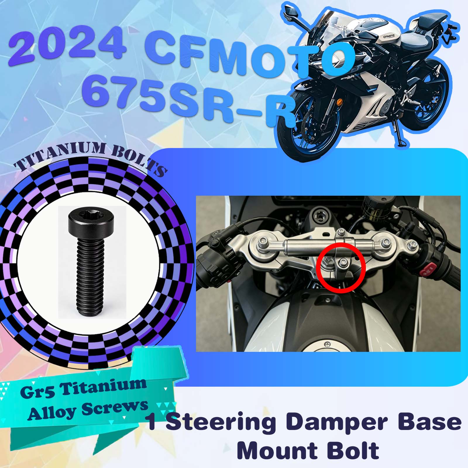 TIFOLD Full‑Vehicle Titanium Alloy Modification Screws for CFMOTO 675 SR‑R, 2024 Model