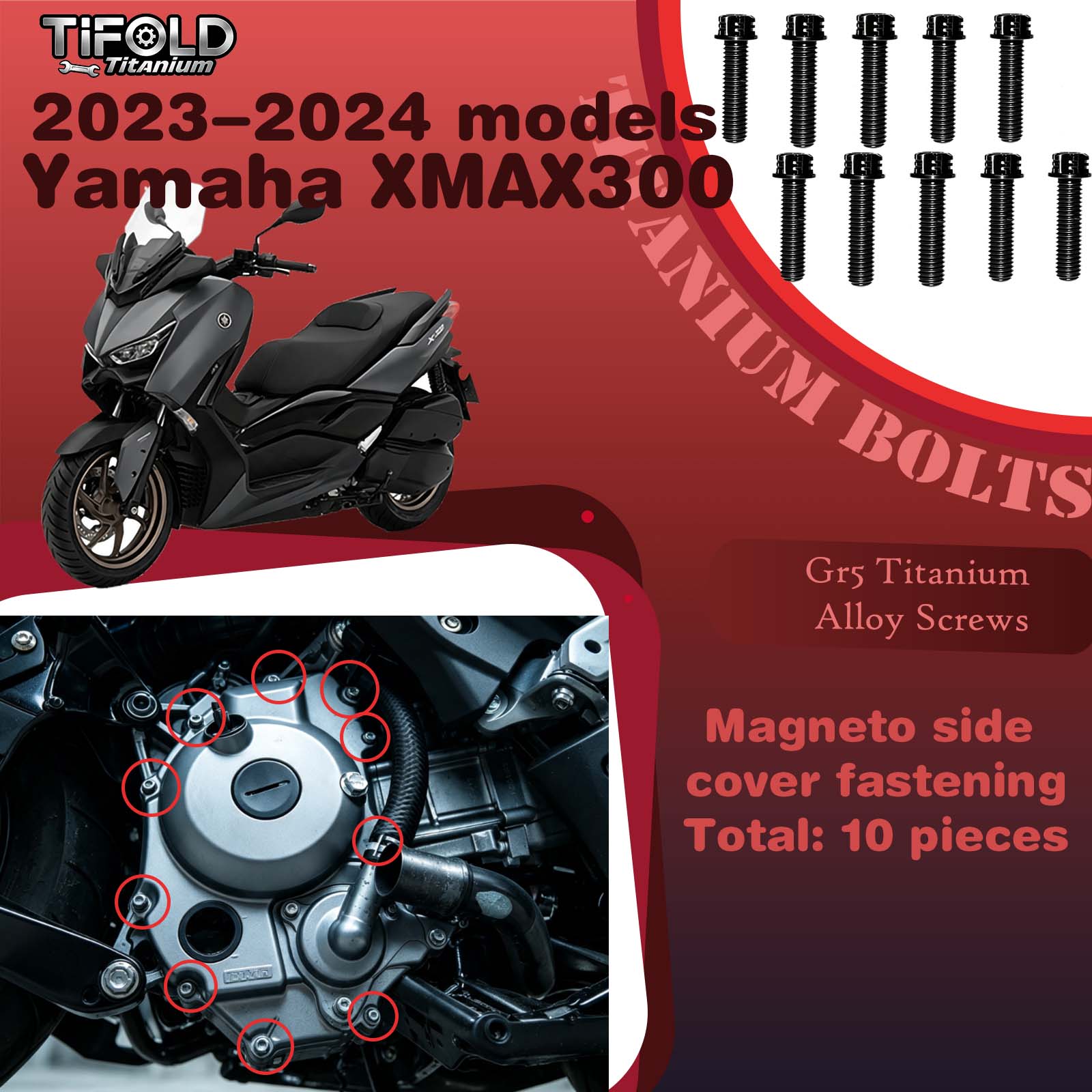 Titanium Alloy Screws for Modification, Fit for YAMAHA XMAX 300 23‑24 Mdels Motorcycle